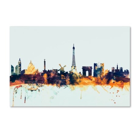 Michael Tompsett 'Paris France Skyline Blue' Canvas Art,22x32